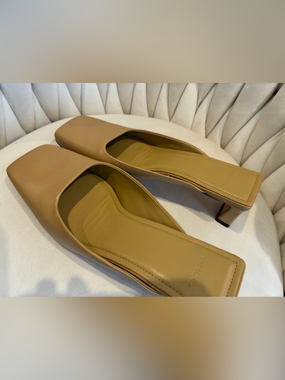 Vince Electra Women's Square-Toe Slip-On Mules in Tan - Picture 3 of 9